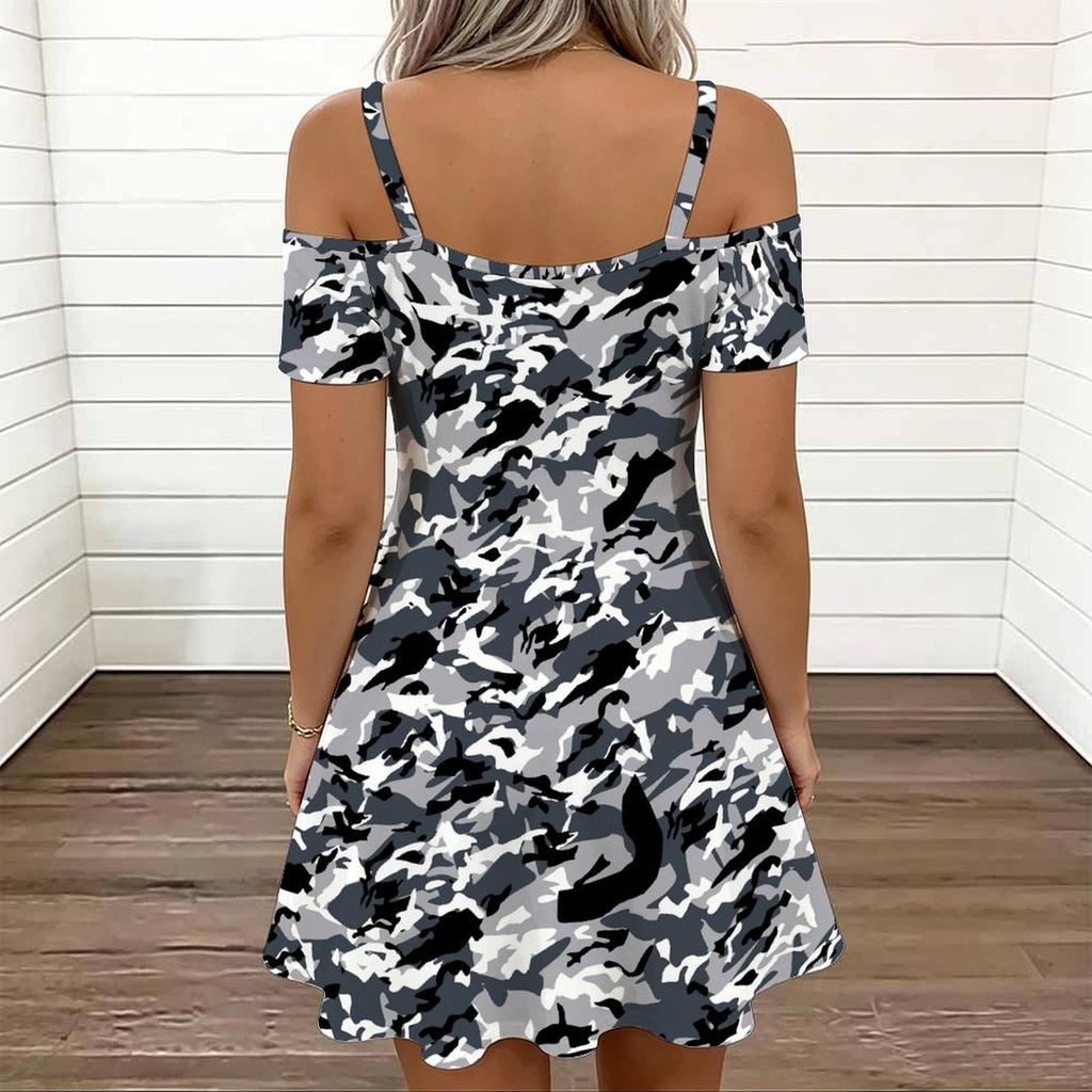 Women Adjustable Sling Dress Plus Size Peony Printed Flowy Summer Vacation Gown