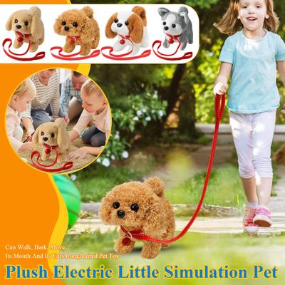 Plush Electric Little Simulation Pet Can Walk, Bark, Move Its Mouth And Its Ears Long-haired Pet Toy