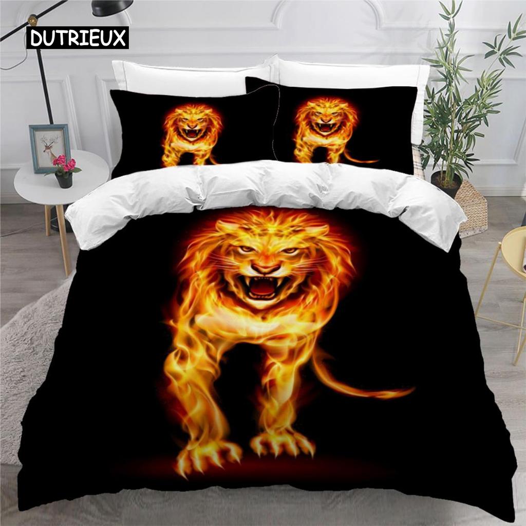 Colorful Flame Duvet Cover 3D Cool Fire Bedding Set for Kids Girls Soft Microfiber Quilt Cover with Zipper Closure
