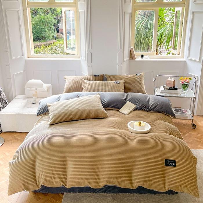 3pcs Duvet Cover Winter Warm Bedding Sets Double Quilt Cover King Twin Queen Size Bed Thick Flano Coral Fleece with Pillowscase