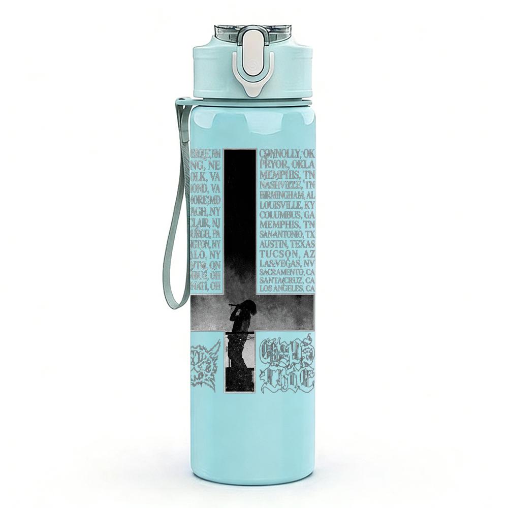 1PC Black Cross Minimalist Line Art Print 750ml Portable Sports Water Bottle Leakproof Gym Outdoor Travel Drink Cup