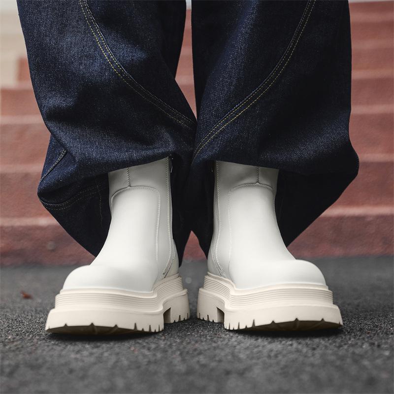 Men's Tall Casual Flow Martin Boots Thick-soled Heightening Smoke Boots 59690-W