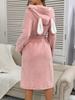 Cozy European & American Autumn/Winter Fleece Bathrobe - Plush, Solid Color, Comfortable Home Pajamas.