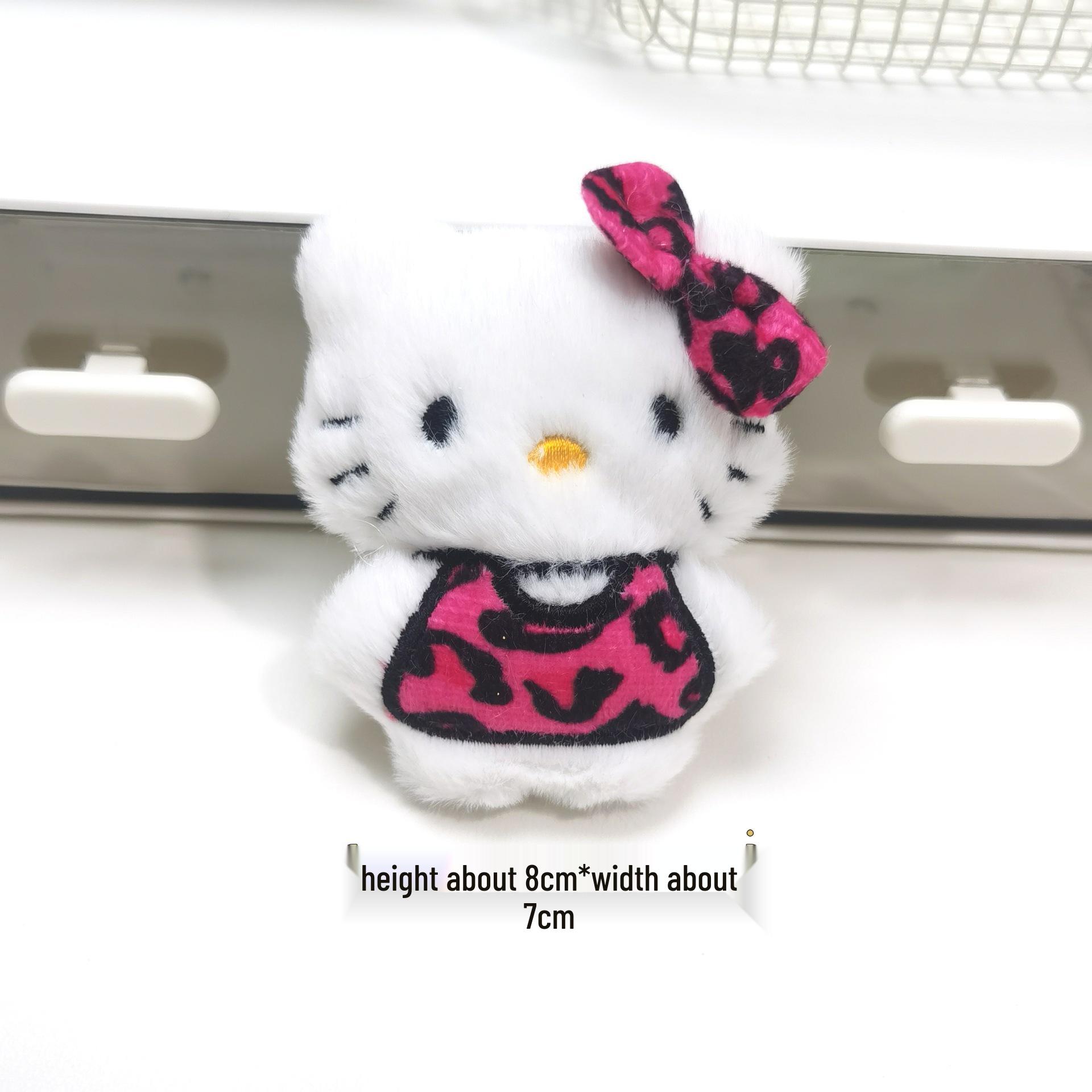 Hello Kitty Leopard Print Squeaky Bow Tie Kitten Doll Brooch Bag Charm