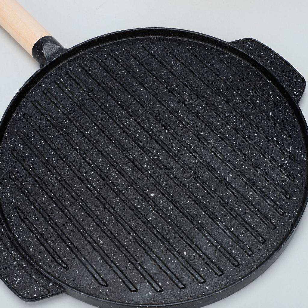 Non Stick Frying Pan Aluminum Medical Stone Coating Double Side Steak Frying Pan Camping Barbecue Grill Stoves Universal