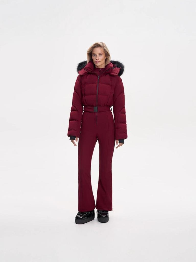 2025 Autumn/Winter Women's Tassel Hooded Ski Cotton Jacket with Belt