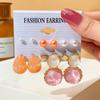 Exaggerated Shape Earrings 6-Piece Set Premium Geometric Light Luxury Earrings Earstuds Earrings Combination Jewelry Gift