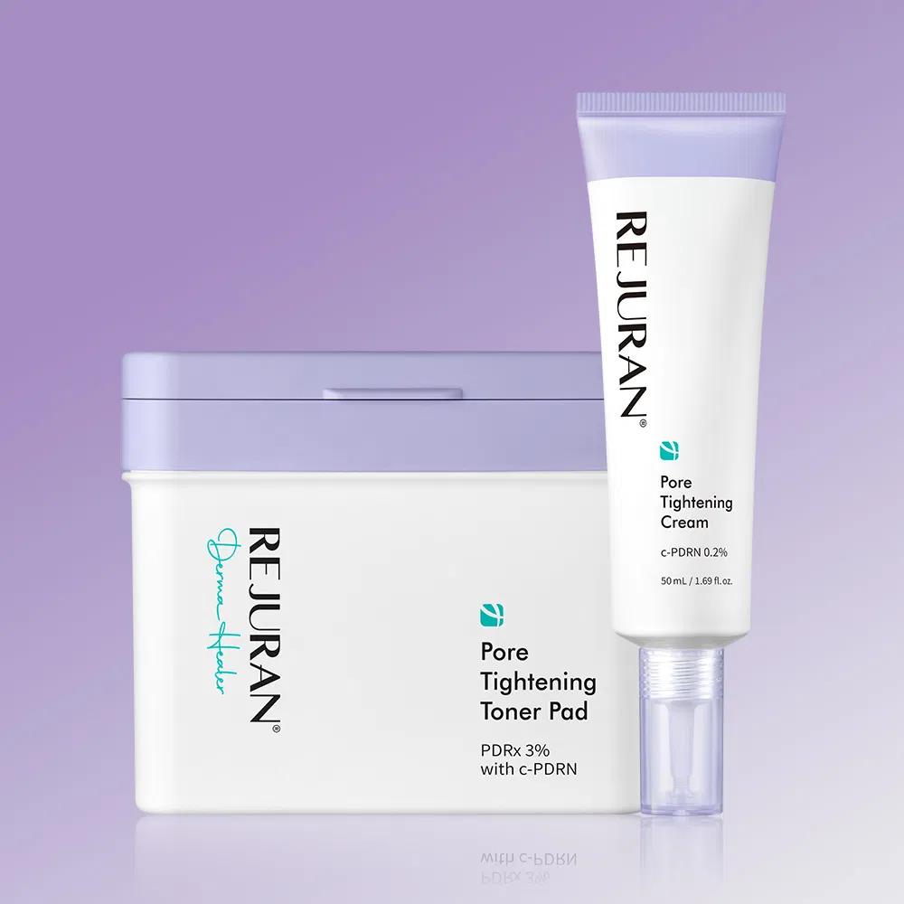 REJURAN Pore Tightening Toner Pad 220ml 60 Pads + Pore Tightening Cream 50ml c-PDRN Pore Care Skincare Set