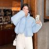 Wind high waist down cotton clothes fluffy women's clothing new fashion stand-up collar zipper pocket elastic hem cotton-padded clothes women