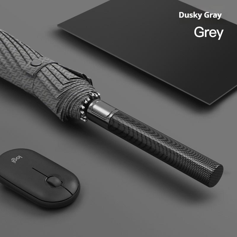 16 bone carbon fiber 300T fabric semi-automatic business double enlarged and thickened long handle umbrella metal-fiber composite&16K серый