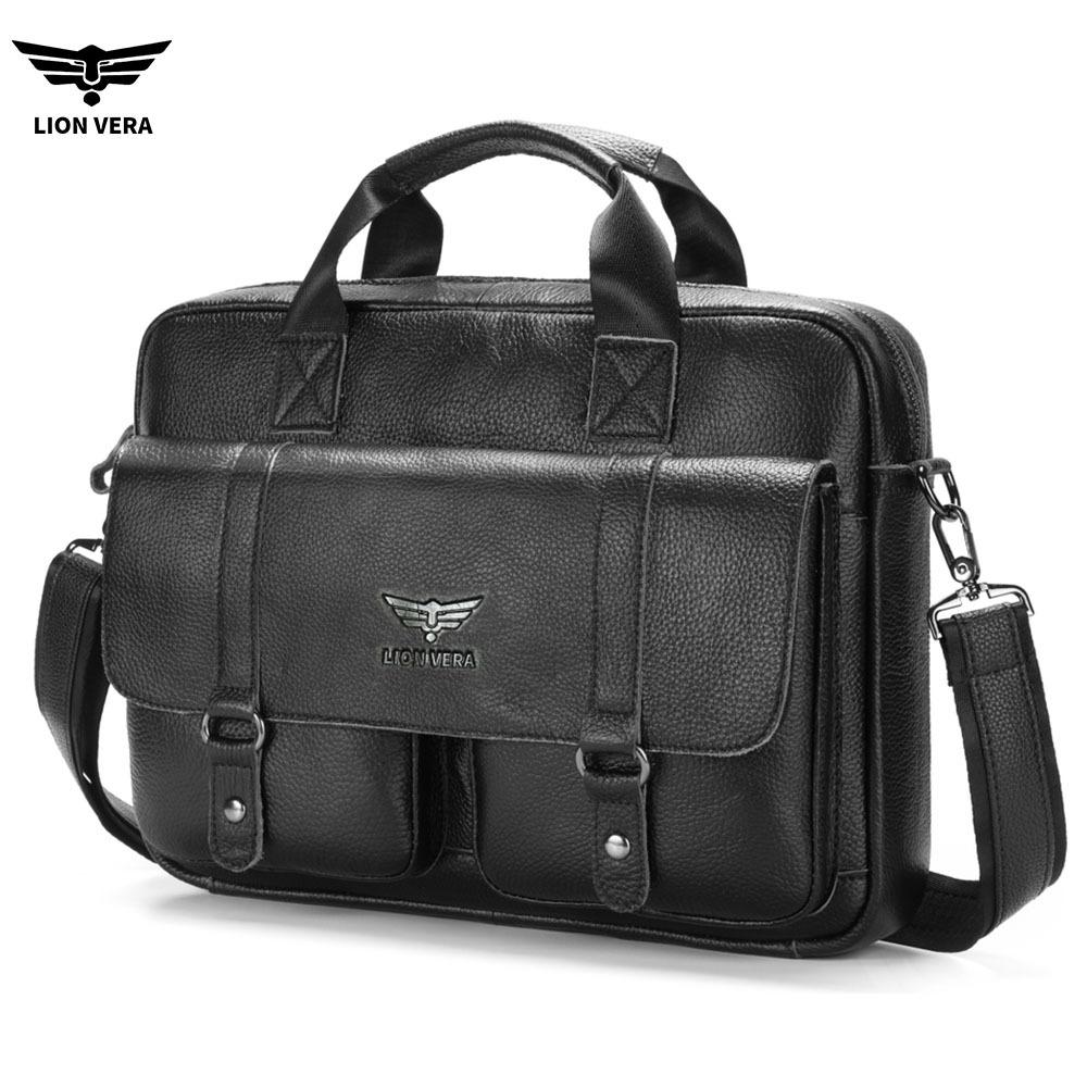 Top Grain Leather Men Briefcase Multi-Carry Laptop Bag Large Capacity Crossbody Handbag чёрный