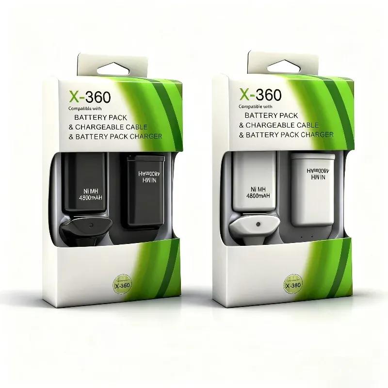 2Pcs 4800mAh Rechargeable Battery With 1 Charging Cable+Charging Dock for Xbox 360 Wireless Gamepad Controller Battery