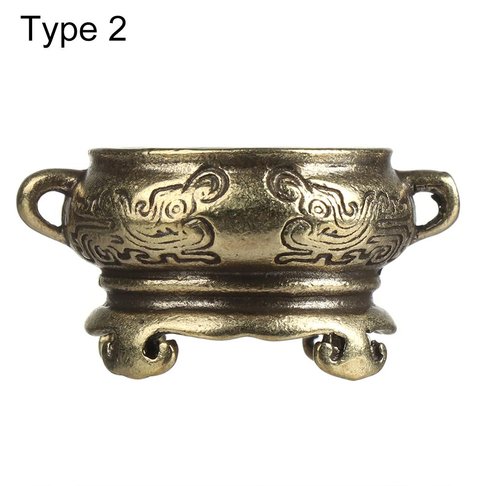 Gift Home Decoration Cense Stick Holder Hollow Lotus Mini Qilin Head Retro Brass Censer Incense Burner