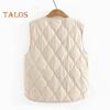 Winter Women Layering Vest Coat with Storage Bag Thin Padded Press Button Closure V Neck Sleeveless Solid Color Windproof Heat Retention Outdoor Down