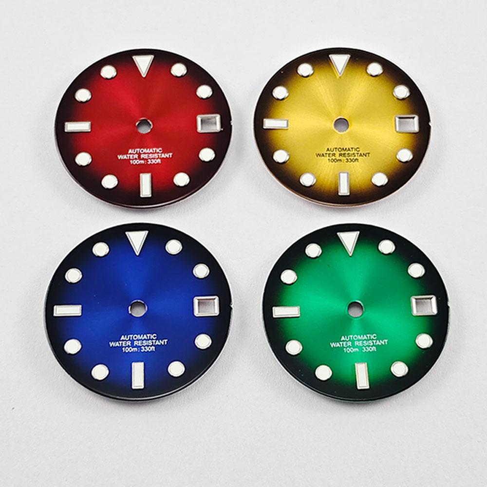 NH35 29mm No Logo Sterile Watch Dial Fit NH35A NH36 Movement High Quality Green Luminous Silver Nail Gradient Watch Face parts