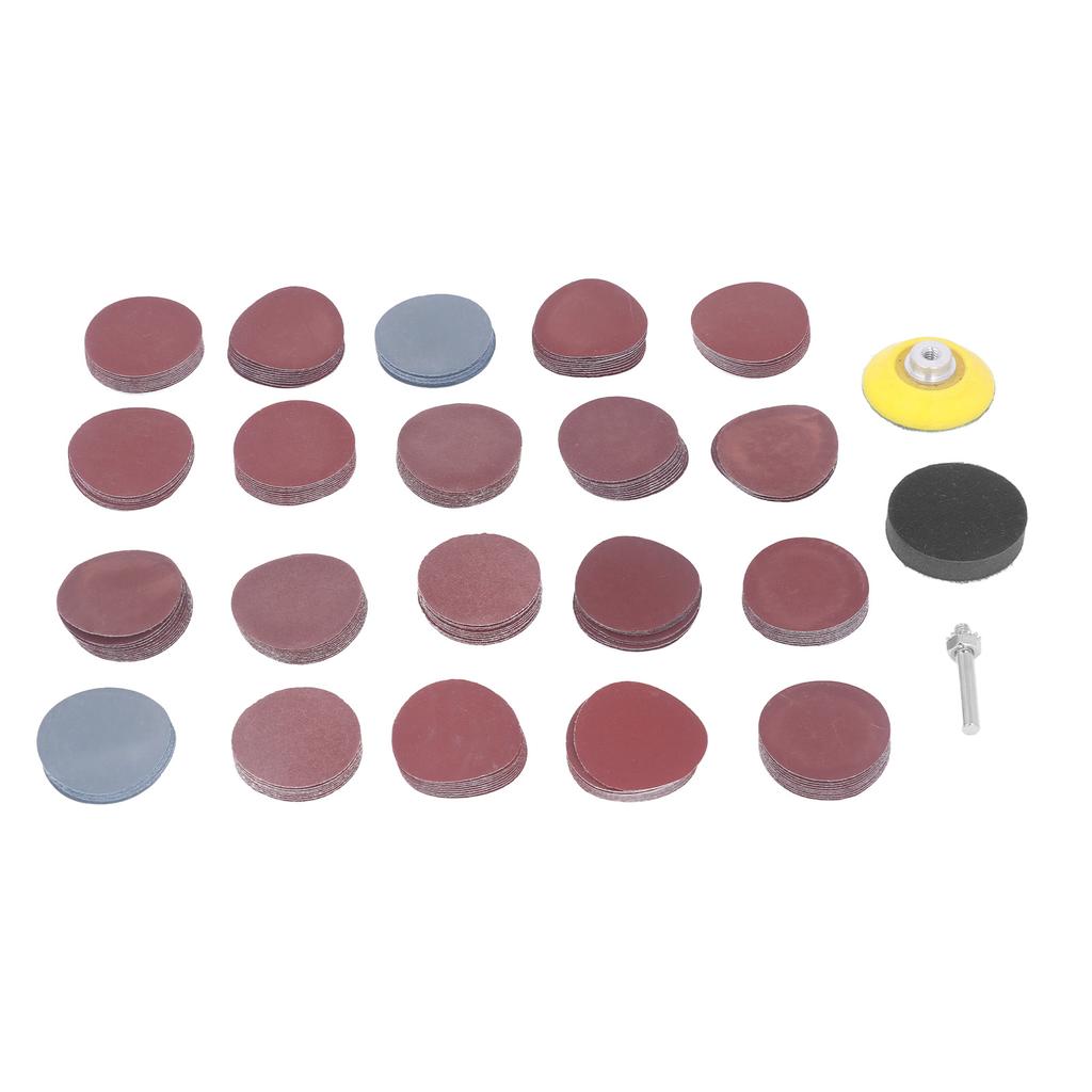 203Pcs 50mm Flocked Sandpaper Female Thread Grinding Disc Cushion Pad Polishing Sanding Sandpaper