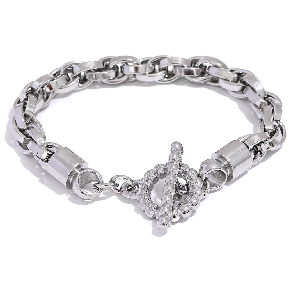 

Yhpup Size 230*9mm Stainless Steel Thicker Link Chain Men Bracelet Bangle Fashion Wrist High Quality Textured Jewelry Waterproof