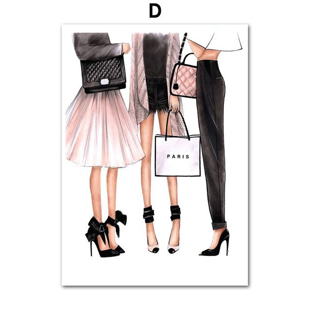 Beauty Modern Girl High Heel Paris Perfume Girl Wall Art Canvas Painting Posters And Prints Wall Pictures For Living Room Decor No Frame