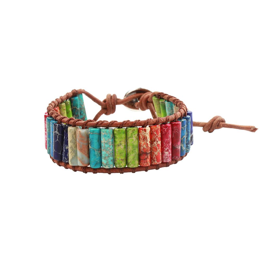 Seven-Color Imperial Stone Chakra Bracelet: Handmade, European & American Style