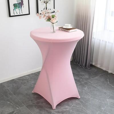 Einfarbige Tischdecke Elastischer Stehtischbezug Staubdicht Polyester Runde Tischdecke