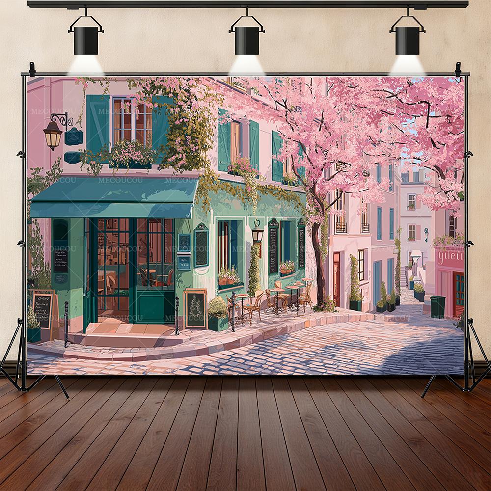 Romantic Flower Shop Street Corner Theme Background Birthday Party Decoration Photo Studio Shooting Props Sofa Bedsidebackground
