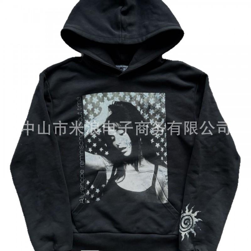 Unisex Oversized Hoodie With 3D Graphic Print Streetwear Casual Long Sleeve Zip-Up Sweatshirt Black
