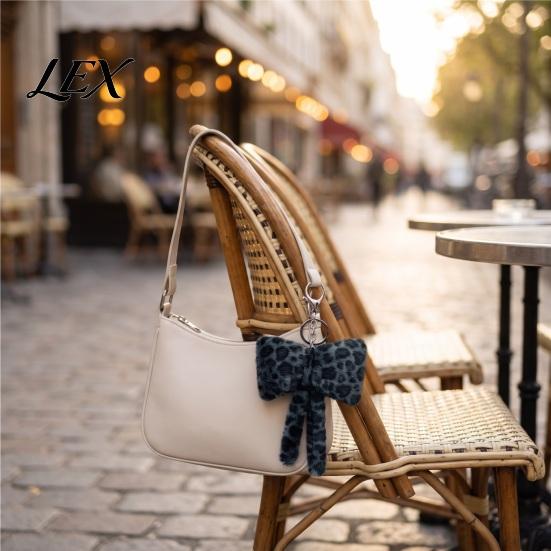 Cute Bag Accessories Leopard Print Plush Bow Keychain, Fluffy Bowknot Charm Key Holder with Lobster Clasp, Women Girls Handbag Decorative Accessory