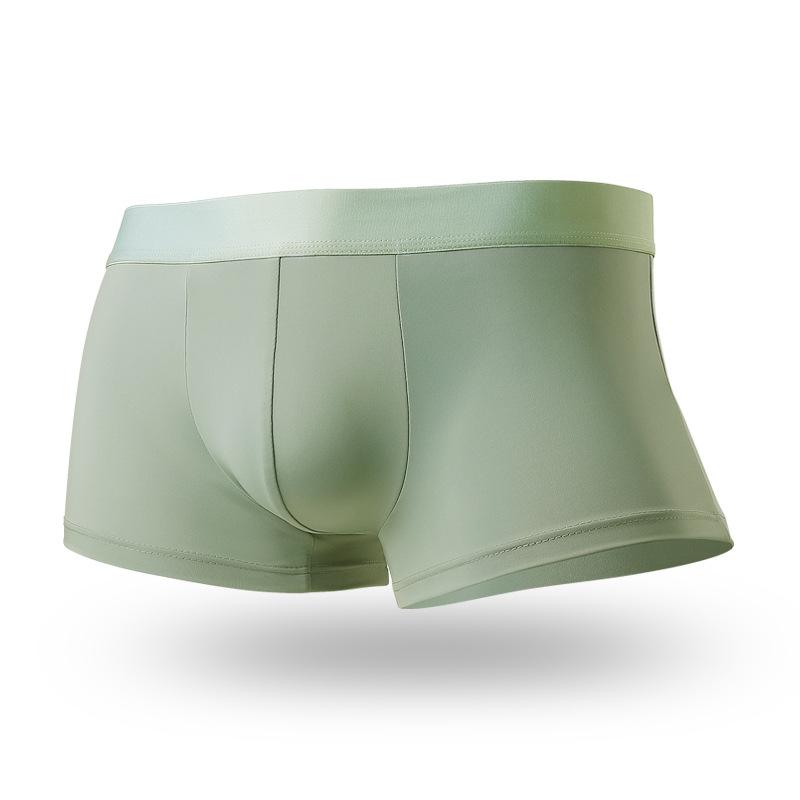 Men's Spring and Summer Solid Color Ice Silk 10A Antibacterial Double-layer Inner Breathable Briefs
