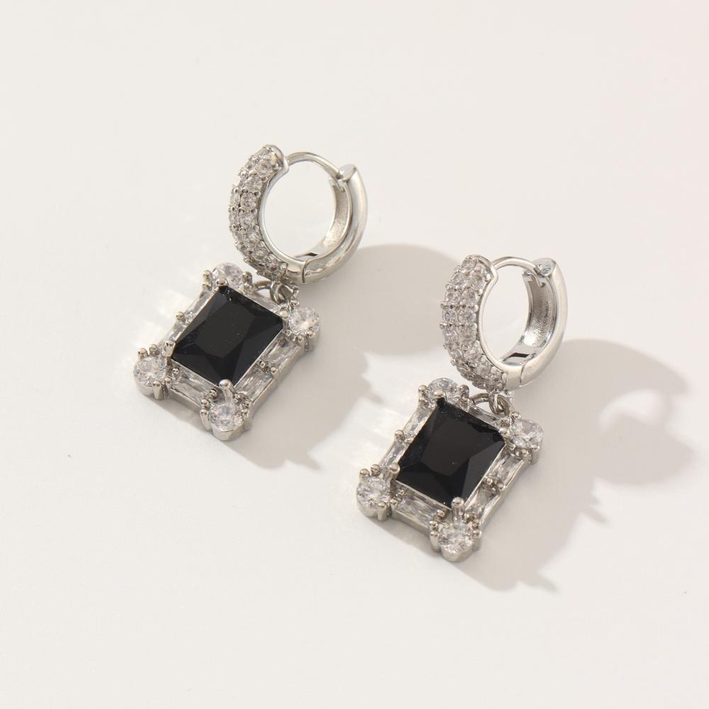 1 Pair Fashion Square Dangle Earrings for Women Cubic Zirconia Jewelry Daily Wedding Party Accessories