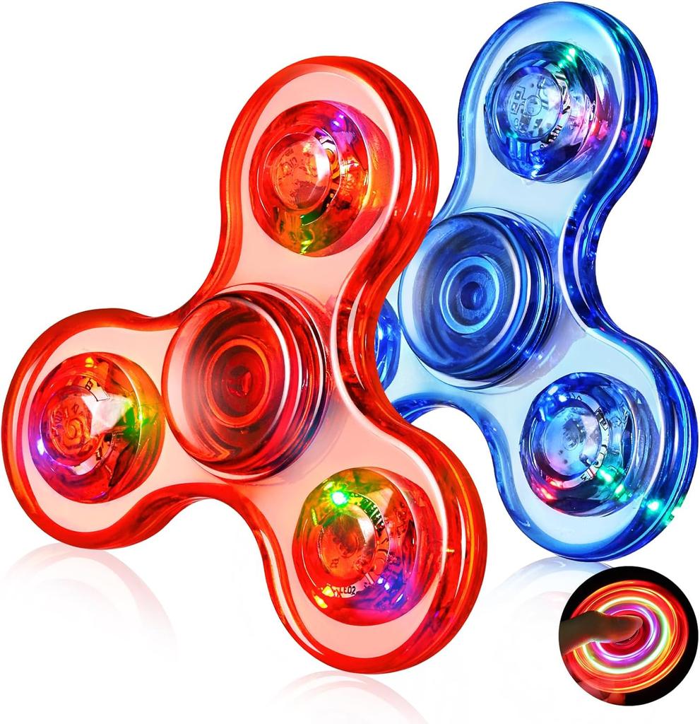 Gigilli Fidget Spinner Zestaw 2 szt., Upominki na przyjęcie LED Light Fidget Spinner Zabawka dla dzieci, Redukcja stresu, Zabawka sensoryczna przeciwlękowa, Ciemnoniebieski i Zielony