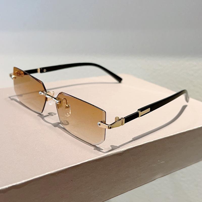 Retro Sunglasses Men Brand Designer Fashion Rimless Sun Glasses Cutting Lens Ladies Frameless Eyeglasses Uv400 Shades