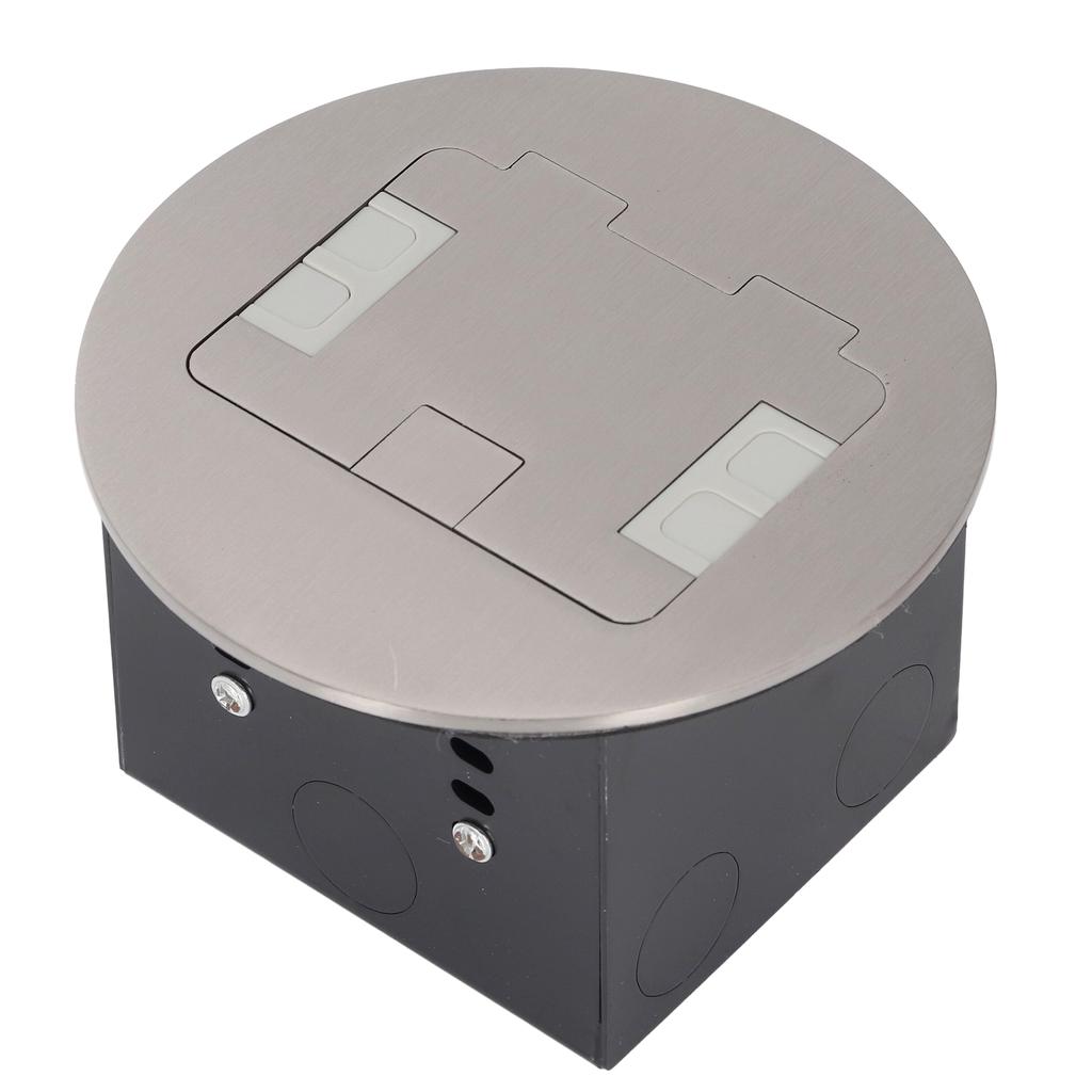 Bodeneinbaudose 20A Doppel 3-polige Standardsteckdosen Edelstahl Rund Elektrische Steckdose