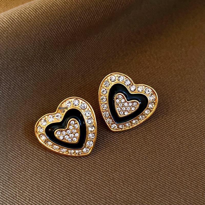 Silver Needle Vintage Pearl and Rhinestone Flower Earrings - French High-End Niche Court Style