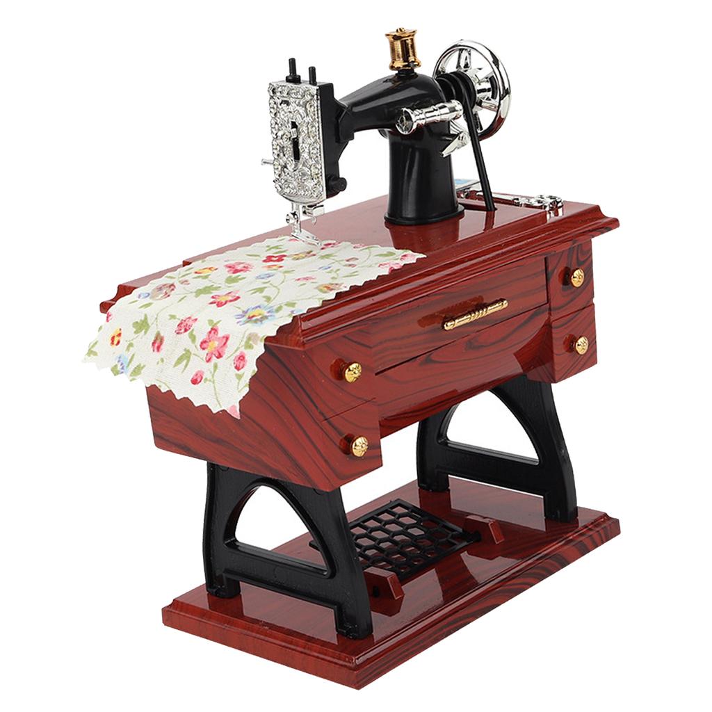 Mini Sewing Machine Music Box Wind Up Vintage Musical Toy for Tabletop Decoration Holiday Gift 1010 Mini Sewing Machine