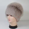 Winter Knitted Real Fox Fur Hat With Tail Women Warm Soft Real Rex Rabbit Fur Hats Natural Luxury Quality Genuine Fur Caps