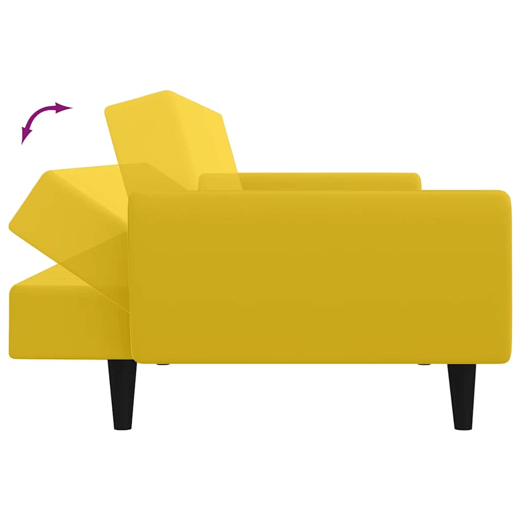 2 Seater Yellow Velvet Sofa Bed