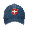 Wappen der Schweiz Flagge Denim Kappe Lässige Baseballkappen Verstellbarer Hut Sommer Unisex Baseballkappen