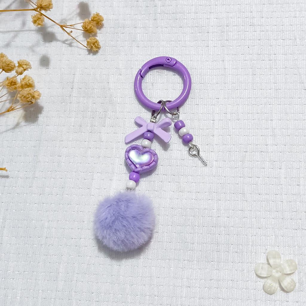 Heart Alloy Keychain Diy Mobile Phone Chain With Bead Pendant For Women