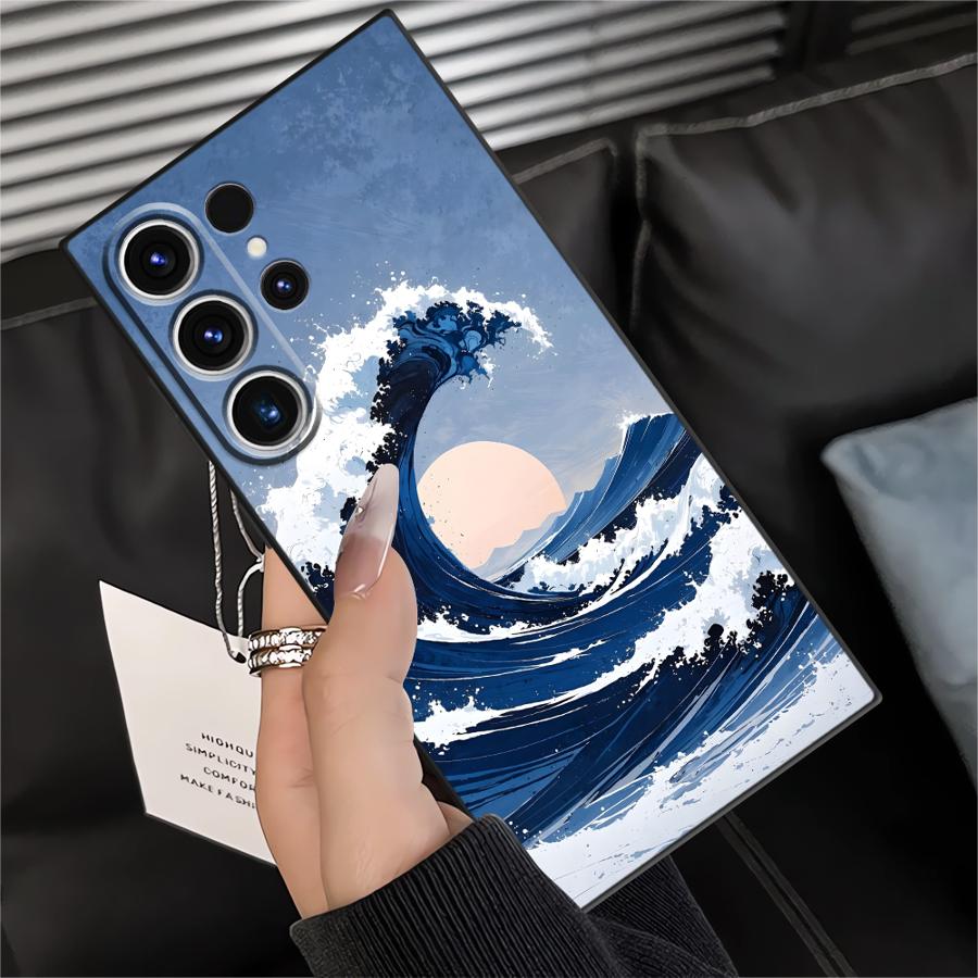 Case for Samsung Galaxy S26 Ultra S23 S25 Plus S20 Ultra S24 S21 FE S10 S9 Note 20 8 9 10 Funda Phone Cover Cartoon Wave