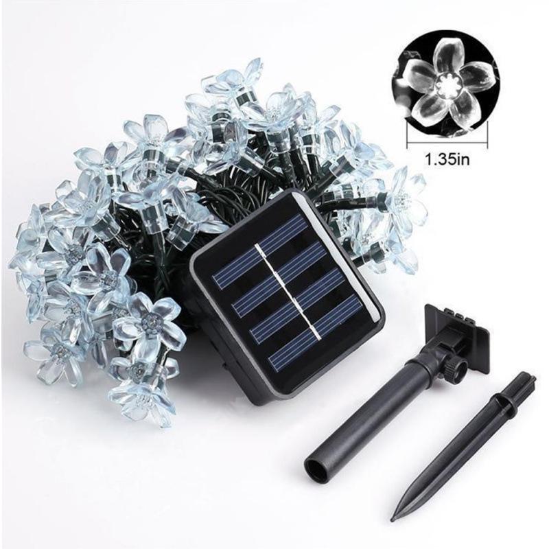 LED Solar Sakura String Lights - Outdoor Christmas & Festival Decorative Lights for Courtyard, Camping & Lawn.