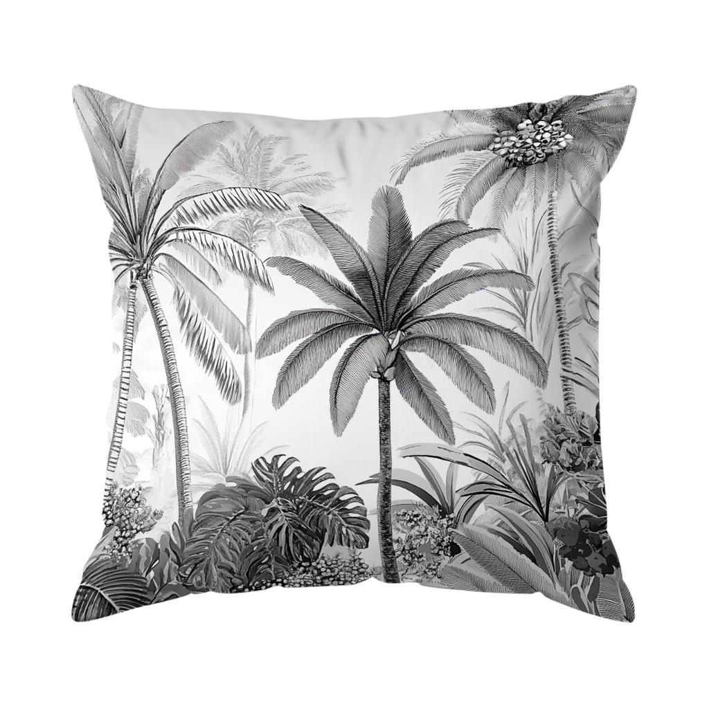 1/4pcs Black And White Leaves Cushions Pillowcase Polyester Cushion Cover Throw Pillow Pillowcover Home Car Sofa Decor