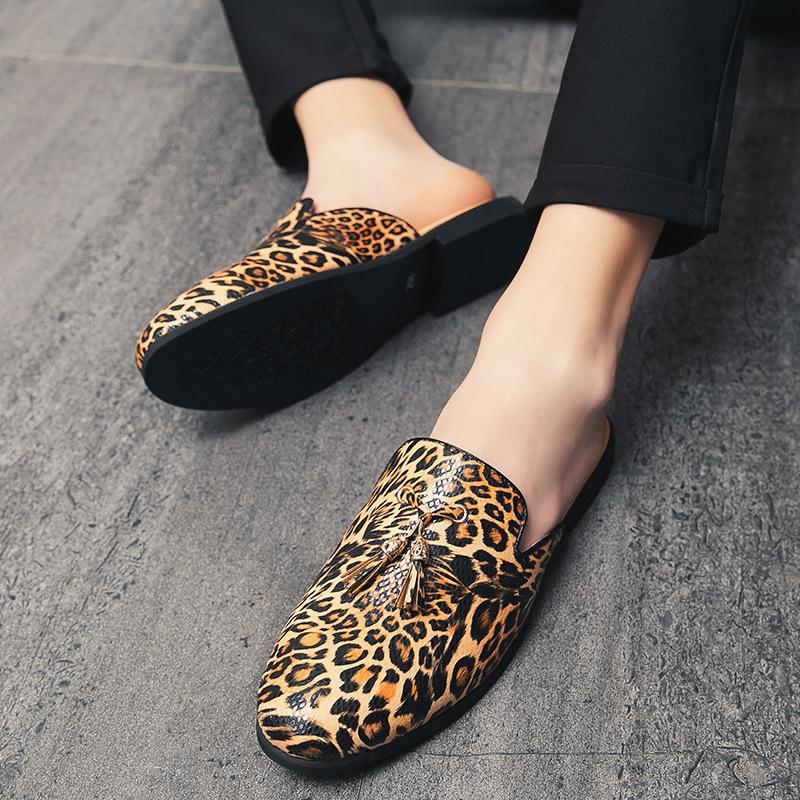 2024 Summer New One-pedal Lazy Half-drag Leather Shoes Men's Fashion Trend Personalized Foot Bag Head Leather Drag Men's Shoes