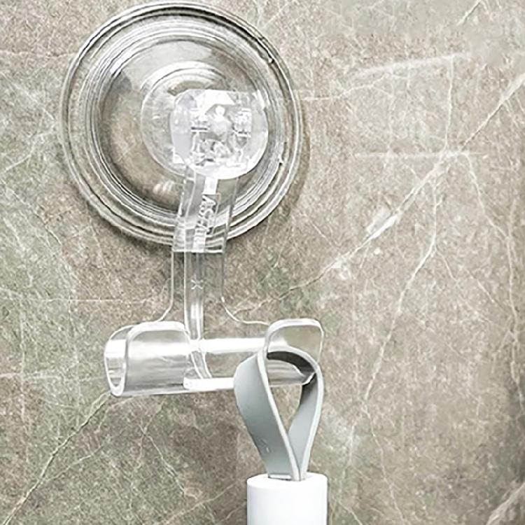 Renter Friendly Suction Cup Shower Hook 2Pcs Clear Razors Holders Without Tool Need