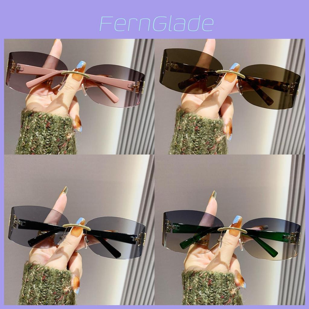 New Fashion Female Square Rimless Sunglasses With Uv400 Protection For Travel And Parties