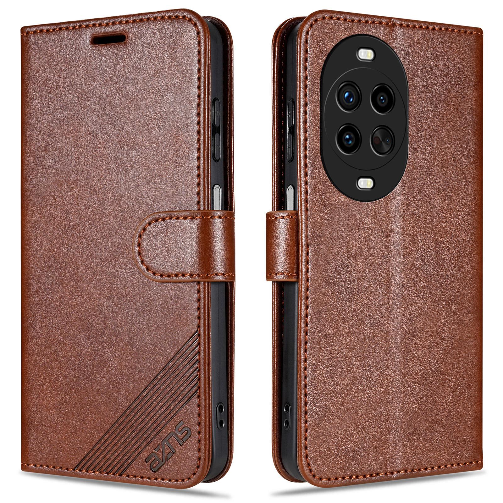 

AZNS For Huawei nova 14 Ultra 5G Case Anti-Scratch PU Leather Stand Wallet Phone Cover Brown