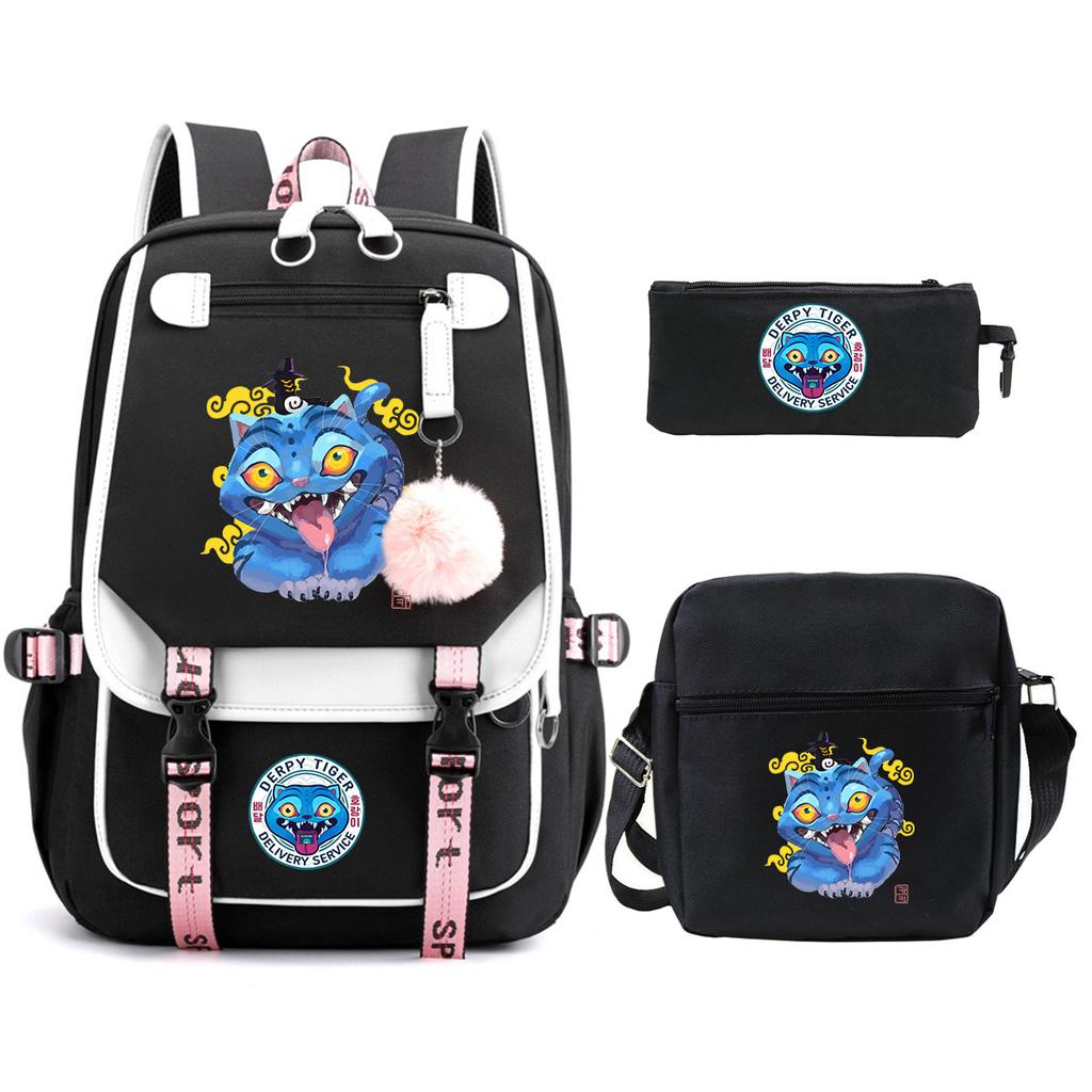 Witch Hunters Cartoon Peripheral Printing Children's Backpack Cross-border New Student School Bag Three-piece Shoulder Bag Pencil Bag