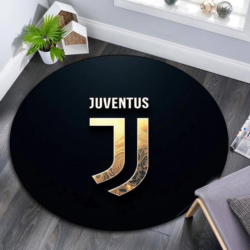 Juventus Football Club Round Area Rug,Carpet Rug for Living Room Bedroom Sofa Playroom Decor,Non-slip Floor Mat