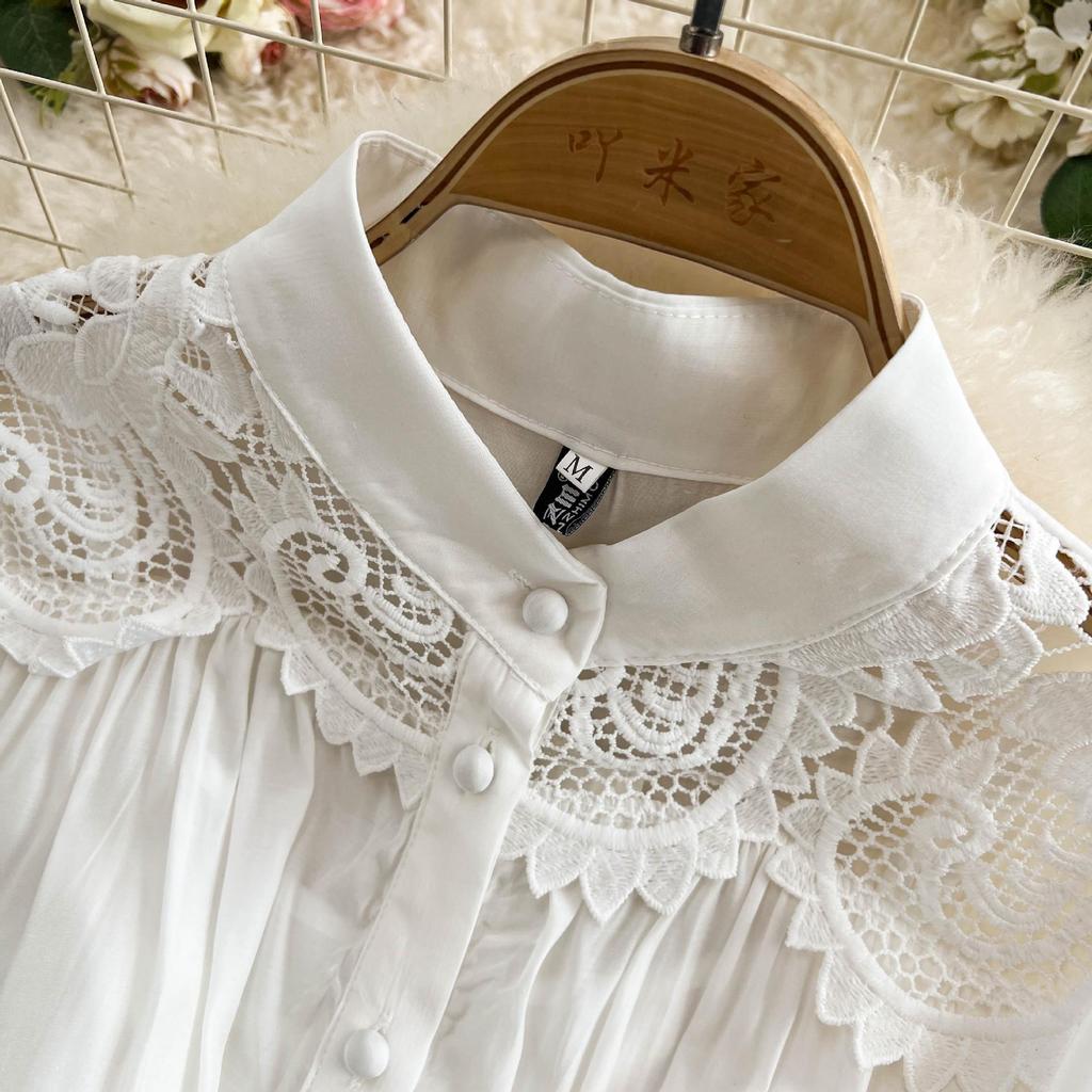 French Style Floral Pleated Square Neck Dress with Spliced Waist and Large Hem