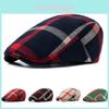 Classic Retro Plaid Duckbill Cap Breathable Cotton Linen Blend