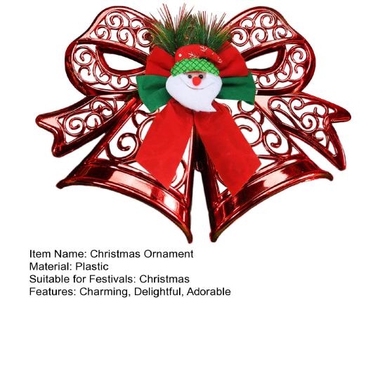 Julgransprydnad i form av rosett Plastrosett med klocka Hängande dekoration för julgran för helgträd, festdekor